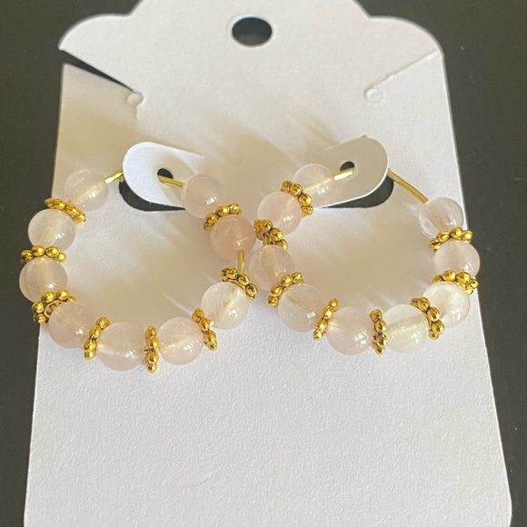 Handmade Quartz Hoop Earrings - Picture 2 of 3